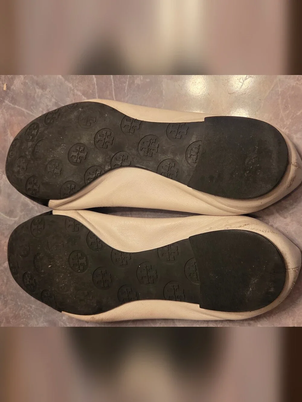Tory Burch Black and White Logo Cap-Toe Ballet Flats